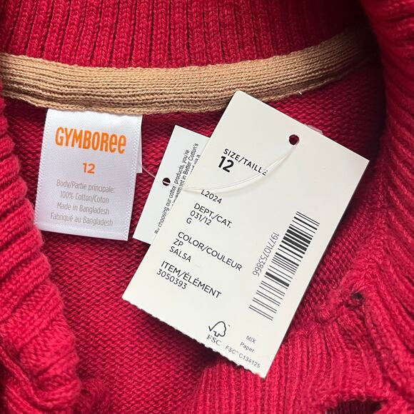 NEW Gymboree Red Fairisle Cardigan Sweater with Gingerbread Men Cotton Boy's 12 - Picture 5 of 6